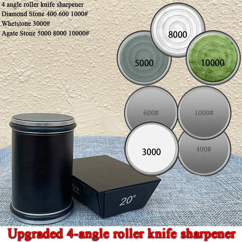 15/18/20/22° Fixed Angle Magnetic Rolling Knife Sharpener Diamond Whetstone Agate Stone Kitchen Roller Knife Sharpening System