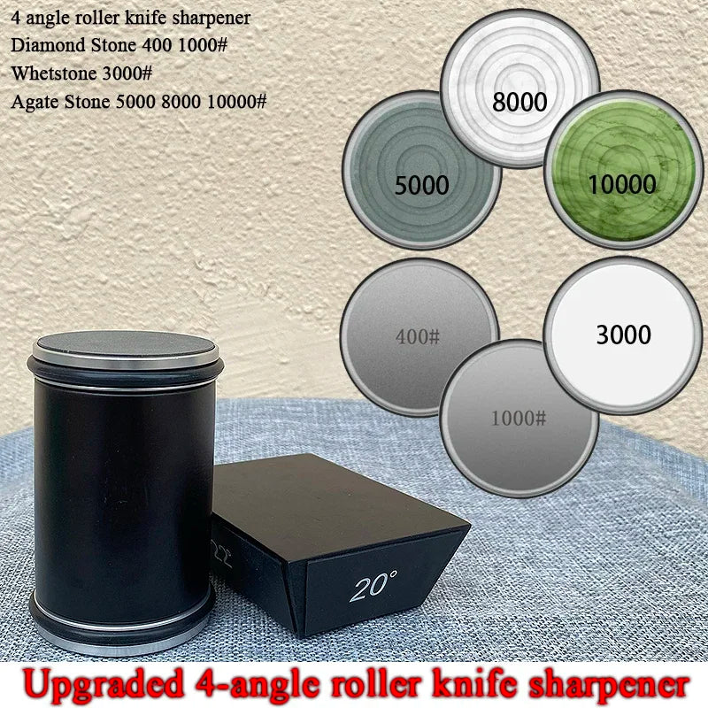 15/18/20/22° Fixed Angle Magnetic Rolling Knife Sharpener Diamond Whetstone Agate Stone Kitchen Roller Knife Sharpening System