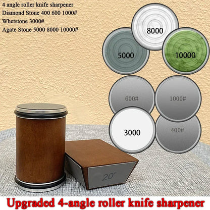 15/18/20/22° Fixed Angle Magnetic Rolling Knife Sharpener Diamond Whetstone Agate Stone Kitchen Roller Knife Sharpening System