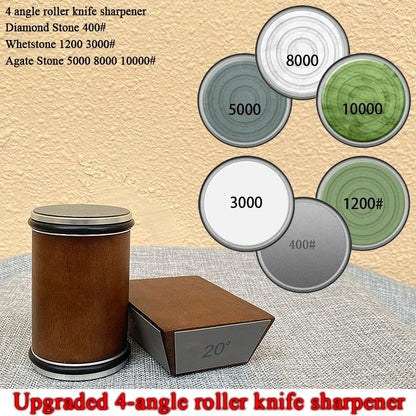 15/18/20/22° Fixed Angle Magnetic Rolling Knife Sharpener Diamond Whetstone Agate Stone Kitchen Roller Knife Sharpening System