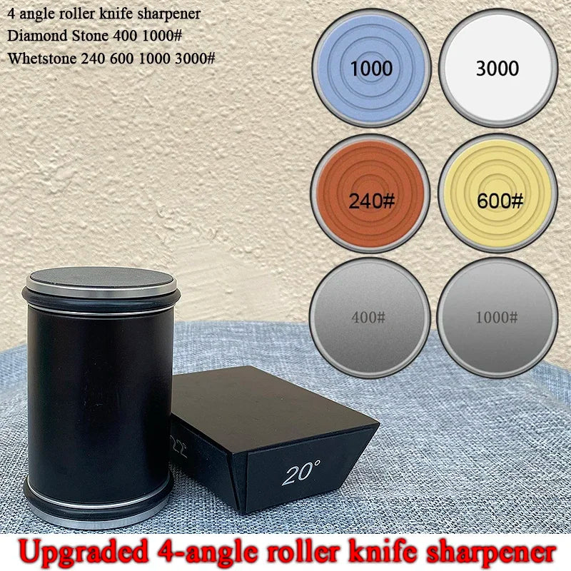 15/18/20/22° Fixed Angle Magnetic Rolling Knife Sharpener Diamond Whetstone Agate Stone Kitchen Roller Knife Sharpening System