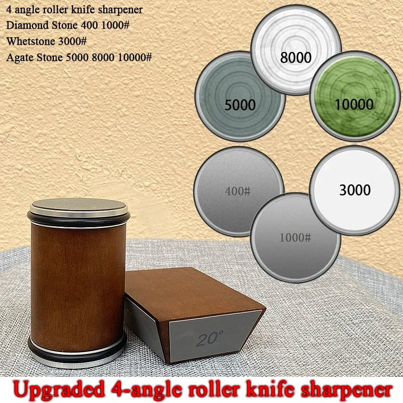 15/18/20/22° Fixed Angle Magnetic Rolling Knife Sharpener Diamond Whetstone Agate Stone Kitchen Roller Knife Sharpening System