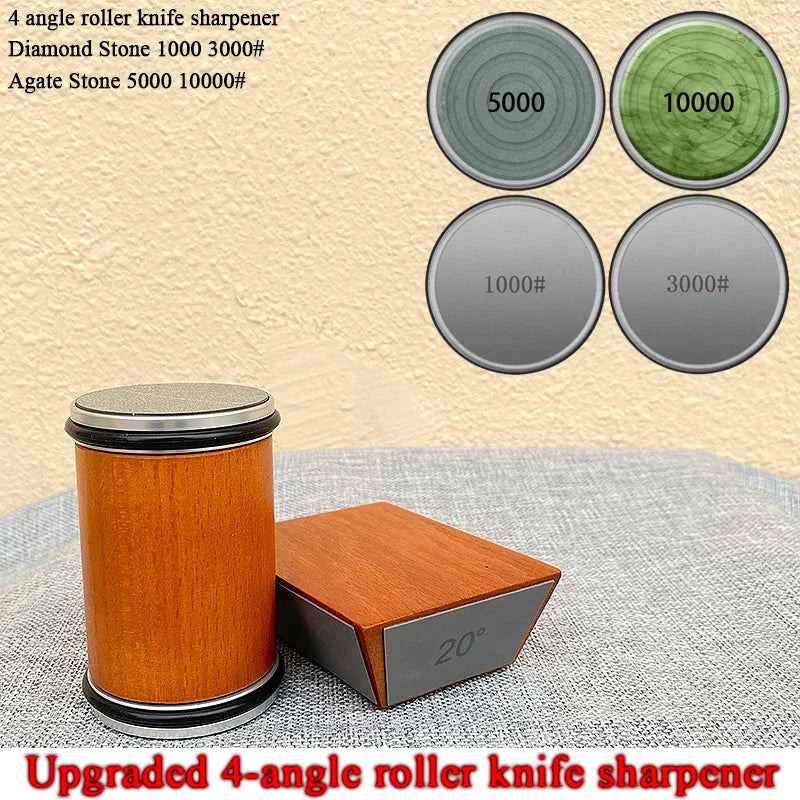 15/18/20/22° Fixed Angle Magnetic Rolling Knife Sharpener Diamond Whetstone Agate Stone Kitchen Roller Knife Sharpening System