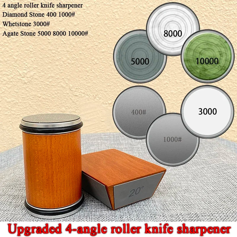 15/18/20/22° Fixed Angle Magnetic Rolling Knife Sharpener Diamond Whetstone Agate Stone Kitchen Roller Knife Sharpening System