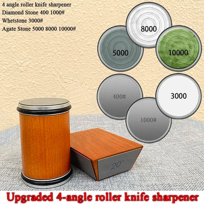 15/18/20/22° Fixed Angle Magnetic Rolling Knife Sharpener Diamond Whetstone Agate Stone Kitchen Roller Knife Sharpening System